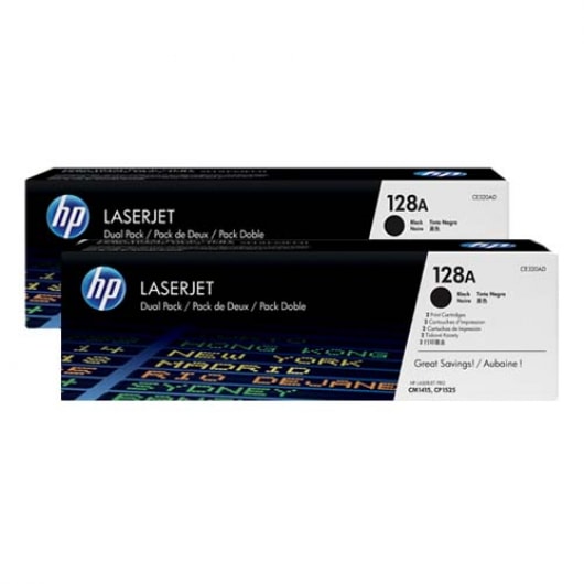 HP Toner Schwarz CE320AD 128A für Color Laserjet CP1525 CM1415, 2x 2.000 Seiten