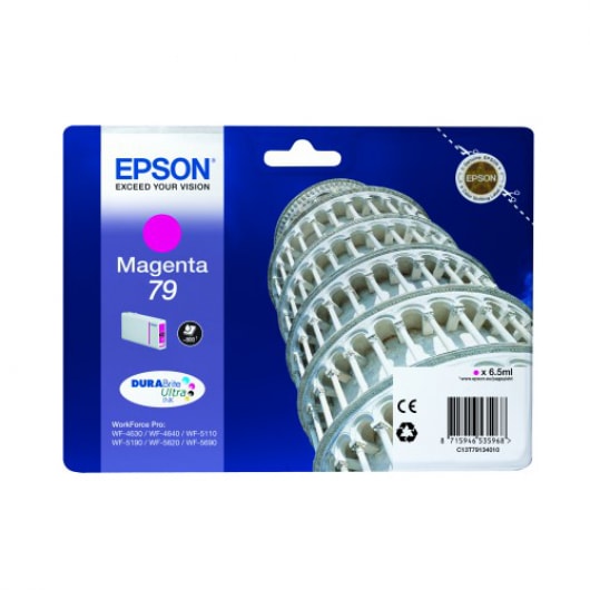 Epson Tinte 79 Magenta für WF-4630 WF-4640 WF-5110 WF-5190 WF-5620 WF-5690, 6,5 ml, 800 Seiten