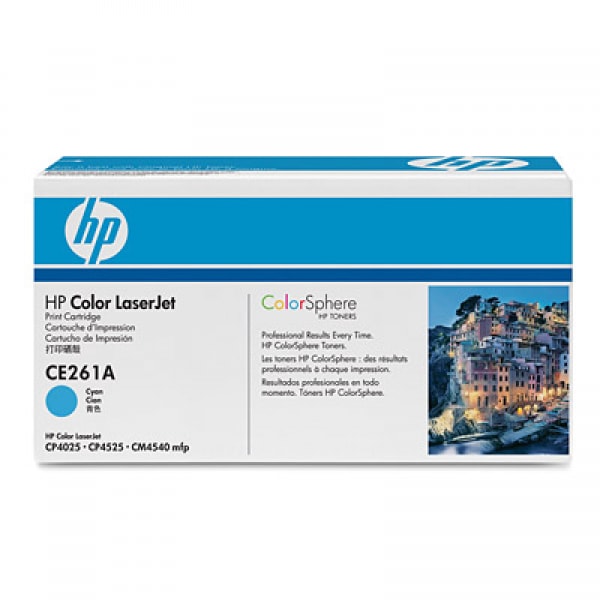HP Toner Cyan CE261A für Color Laserjet CM 4540 CP4025 CP4525, 11.000 Seiten