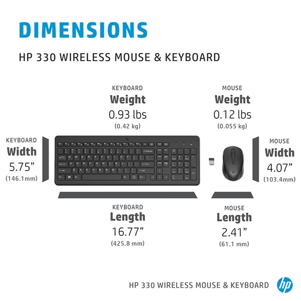 Wireless-Maus -Tastatur kombiniert HP 330 (2V9E6AA) und
