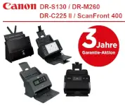 Canon imageFORMULA DR-S130, DR-M260, DR-C225II und ScanFront 400 jetzt mit kostenloser 3 Jahre Austauschgarantie