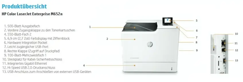 HP Color LaserJet Enterprise M652n Produktübersicht
