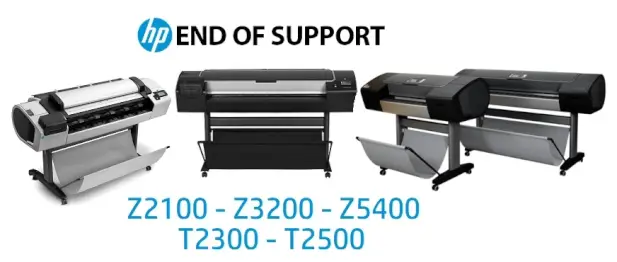 HP End-of-Support für DeisngJets der Serien Z2100, Z3200, Z5400, T2300 und T2500