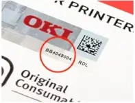 OKI Seriennummer zur Identifizierung von original OKI Verbrauchsmaterial