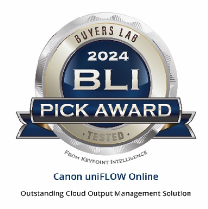 BLI Pick Award 2024 für Canon uniFLOW Online als "Outstanding Cloud Output Management Platform"