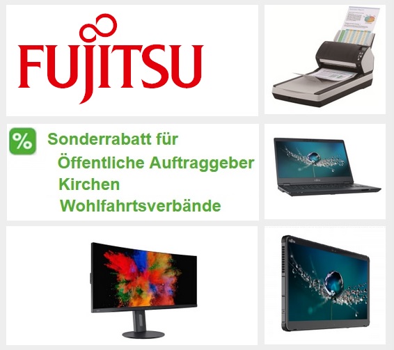Fujitsu Sonderrabatte auf zahlreiche Modelle für öffentliche Auftraggeber, Kirchen und Wohlfahrtsverbände