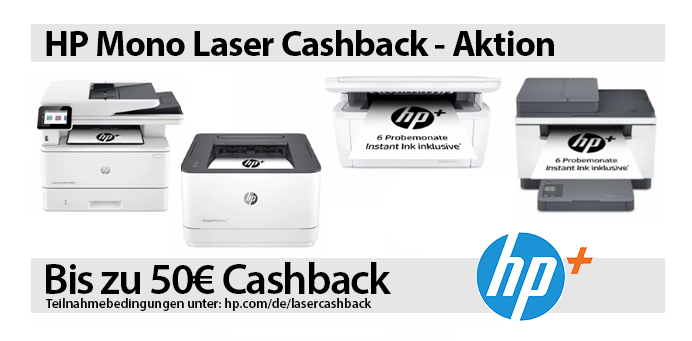 HP Cashback-Aktion für Modelle ausgewählter Mono LaserJet-Serien