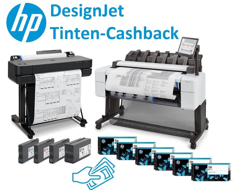 HP DesignJet Tinten-Cashback-Aktion für T630, T650, T1600, T1700 und T2600