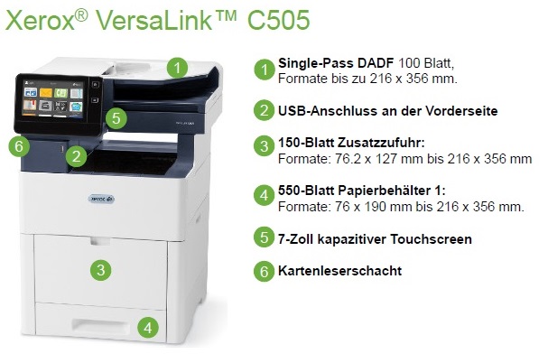 Xerox VersaLink C505 Produktansicht